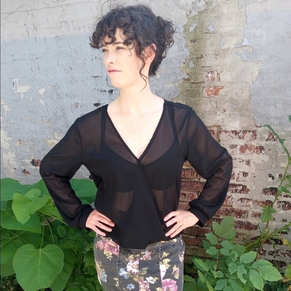 Black Sheer Long Sleeve Top - Picture 4 of 14